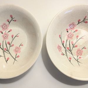 2x Sovereign Potter's Floral Pink Bowls